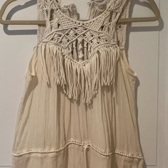 Ulla Johnson Ivory Fringe Crochet Macrame Neck Maxi Dress - Picture 3 of 5